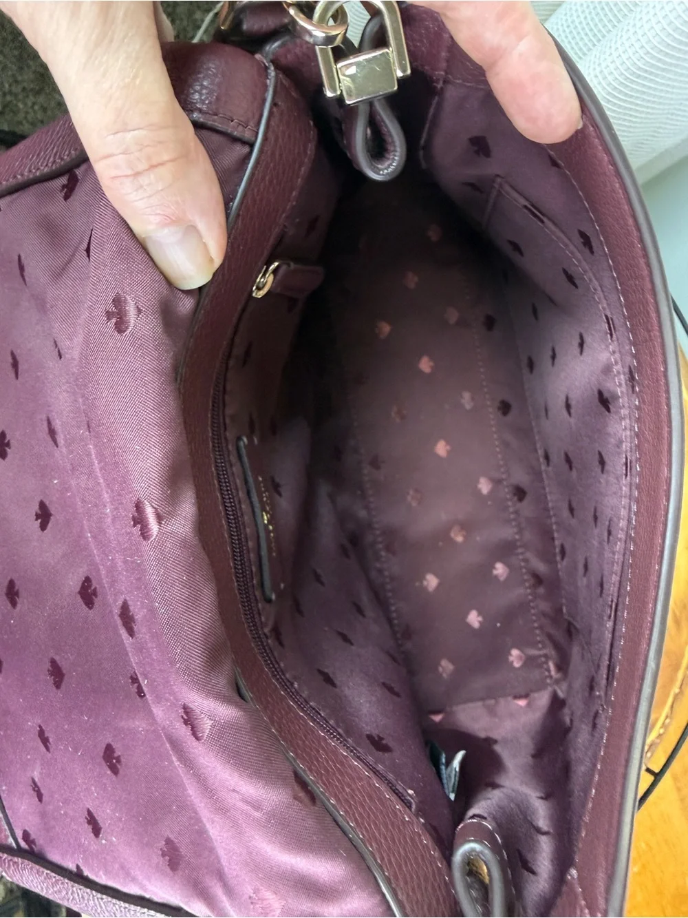 Kate Spade Leila Medium Flap Shoulder Bag Burgundy Leather + Crossbody Strap EUC